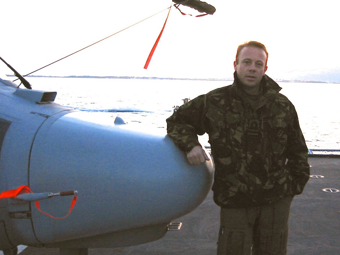 David Mercer, Royal Navy helicopter pilot, on a flight deck